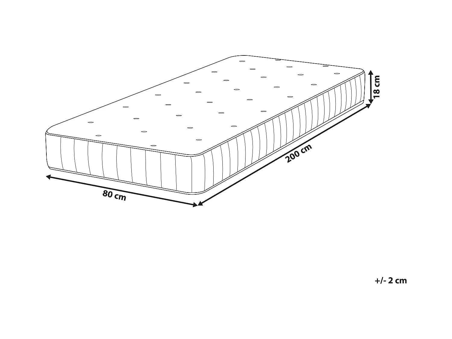 Matelas à ressorts ensachés DUO H3/4 Ferme H2/3 Moyen 80 x 200 cm