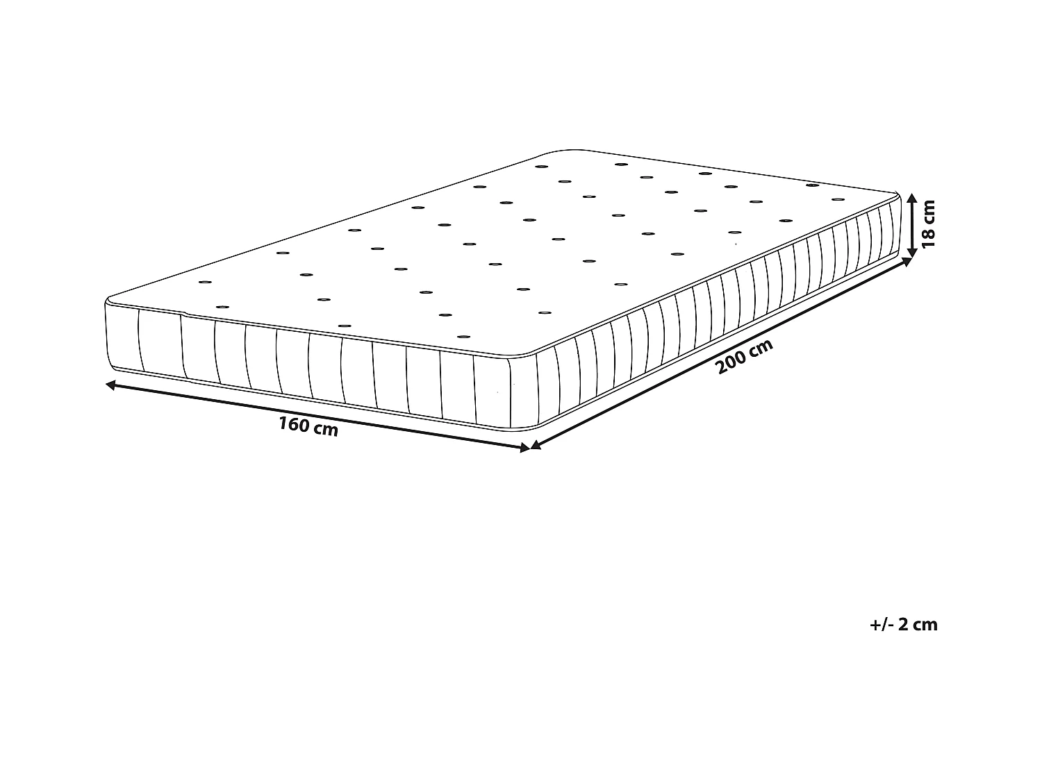 Matelas à ressorts ensachés DUO H3/4 Ferme H2/3 Moyen 160 x 200 cm