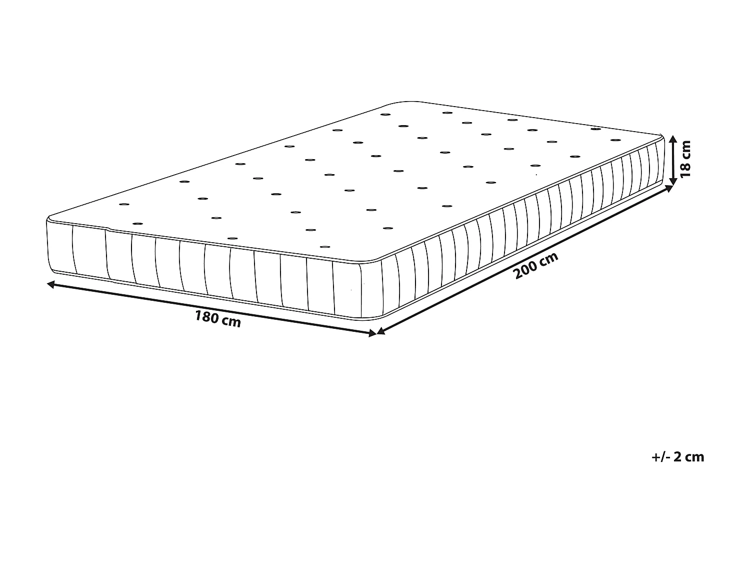 Matelas à ressorts ensachés DUO H3/4 Ferme H2/3 Moyen 180 x 200 cm