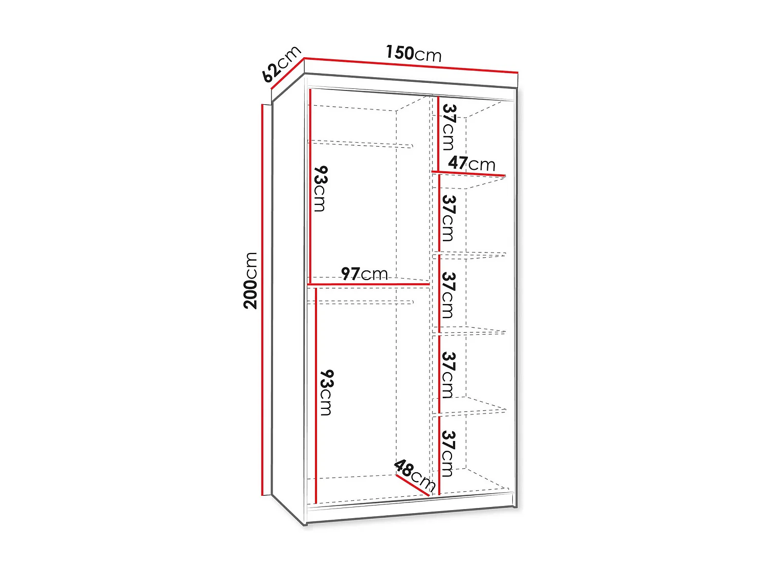 Armoire Hartford 503, Cachemire, 200x150x62cm, Portes d'armoire: Coulissantes