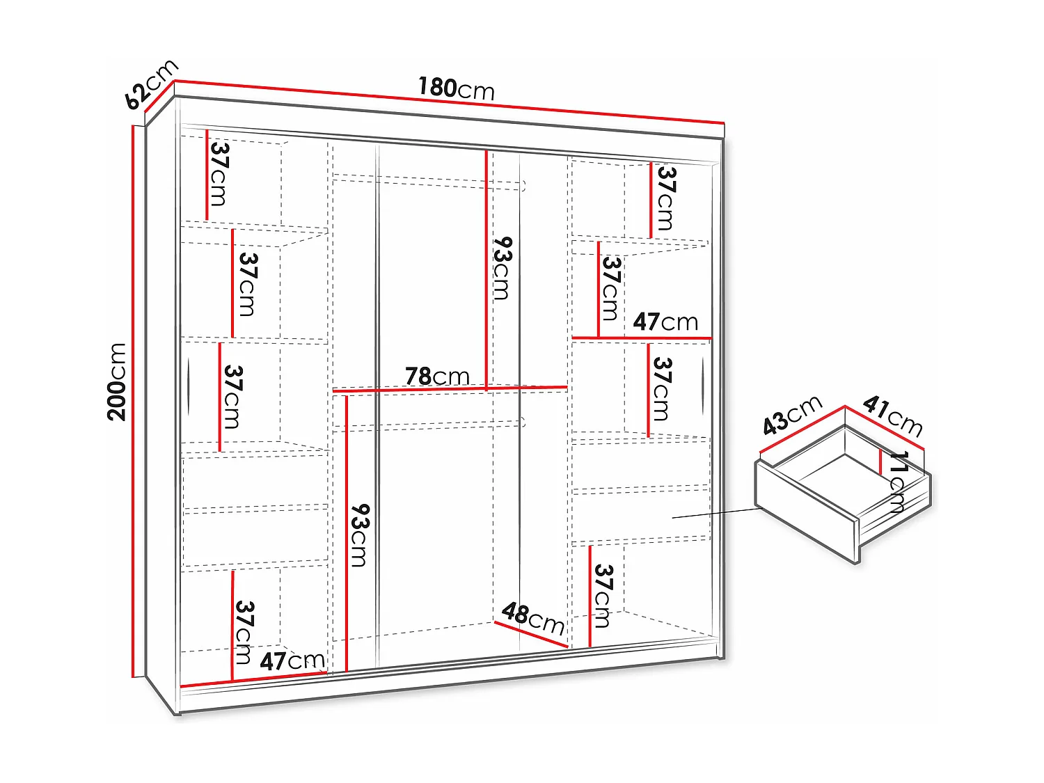Armoire Hartford 506, Chêne Artisan, 200x180x62cm, Portes d'armoire: Coulissantes