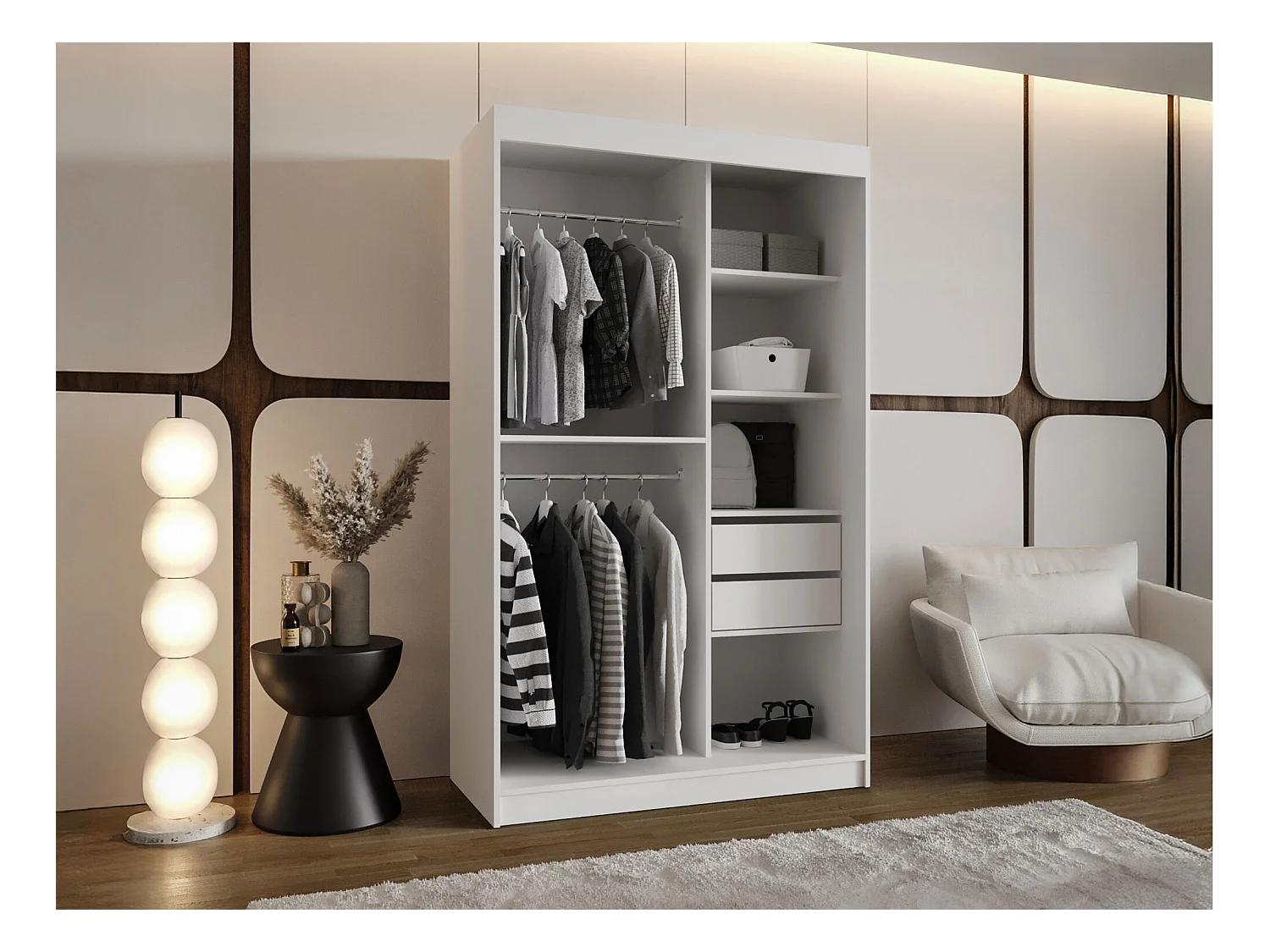 Armario Hartford 501, Blanco, 200x120x62cm, Puertas de armario: Correderas