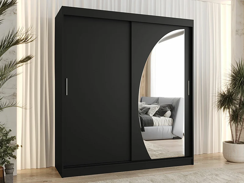 Armario Hartford 506, Negro, 200x180x62cm, Puertas de armario: Correderas