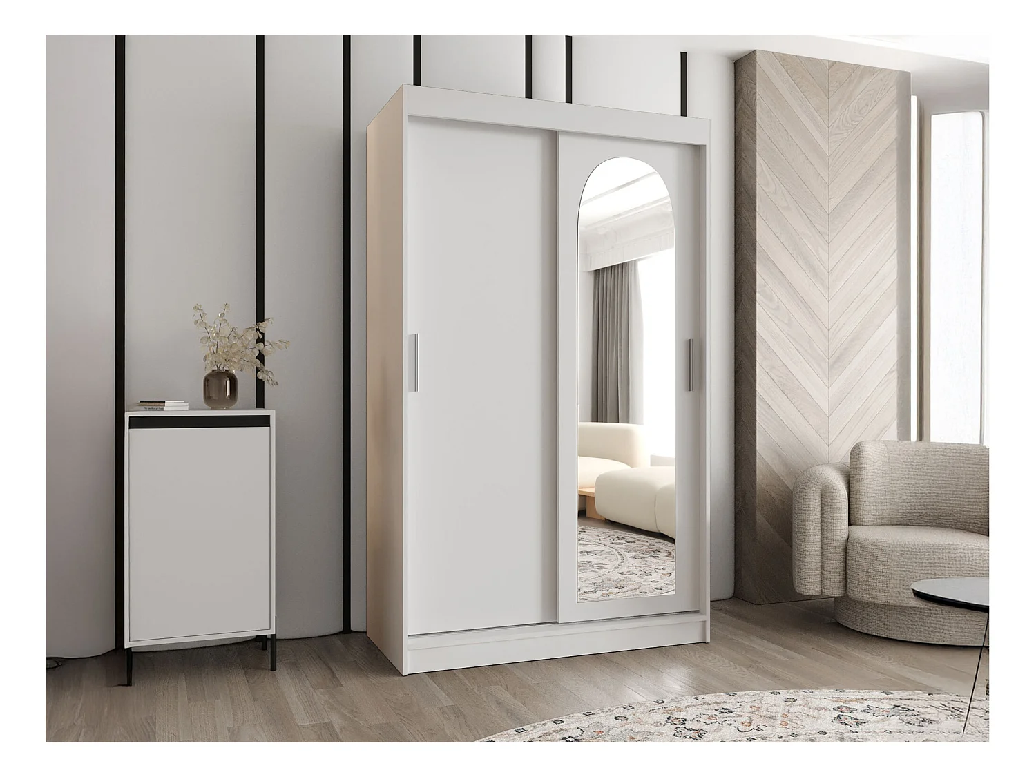 Armario Hartford 504, Blanco, 200x120x62cm, Puertas de armario: Correderas