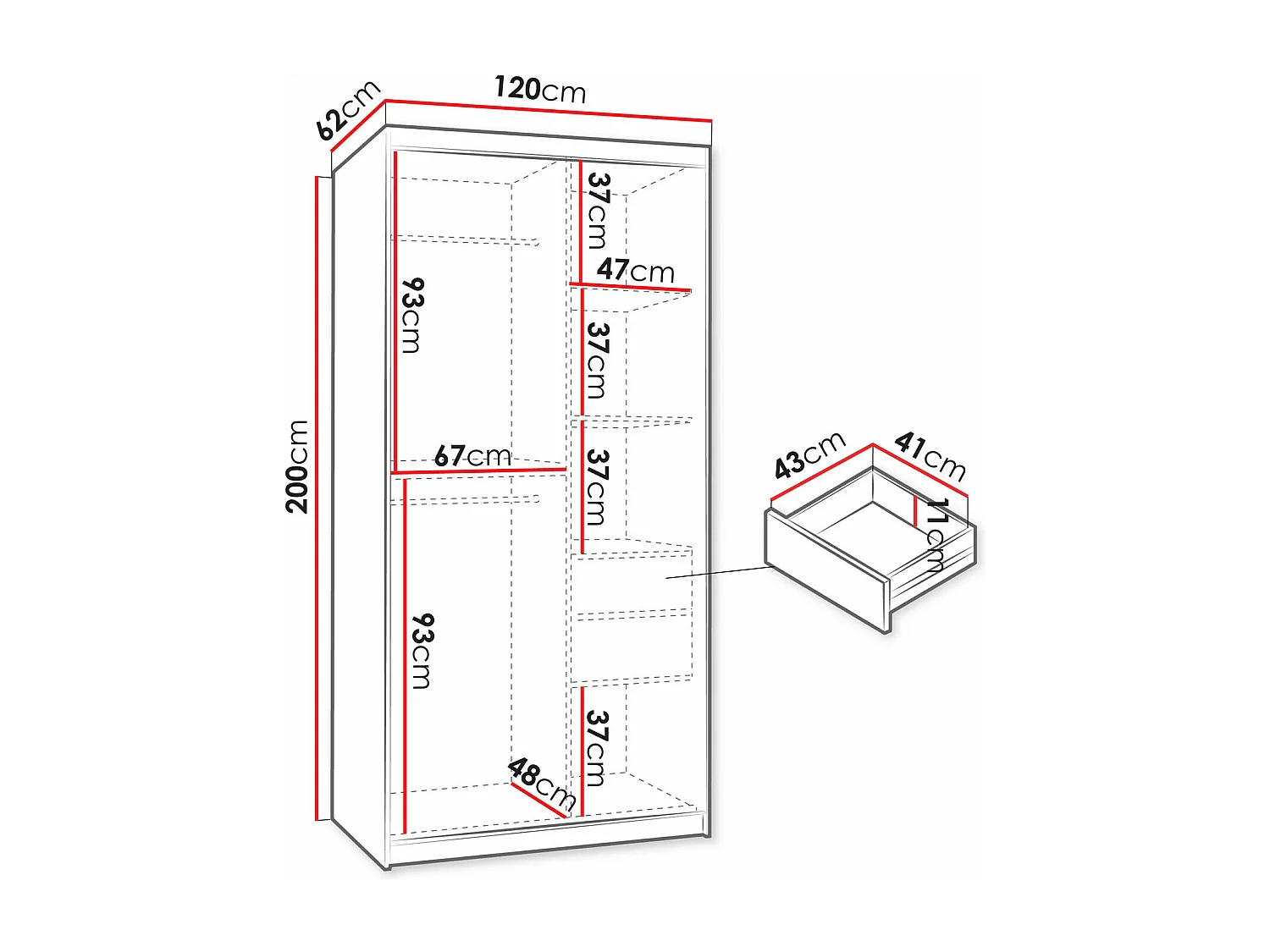 Armario Hartford 504, Blanco, 200x120x62cm, Puertas de armario: Correderas
