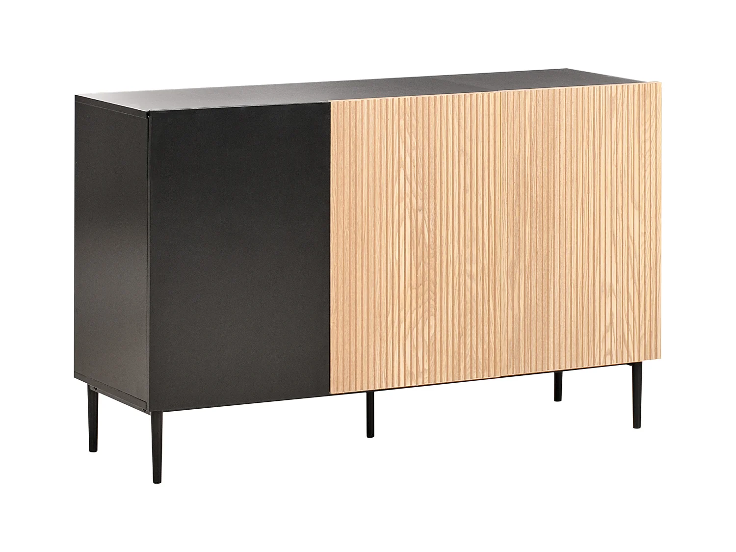 Sideboard mit 3 Türen BLYTHE Naturfarbene Esche Schwarz
