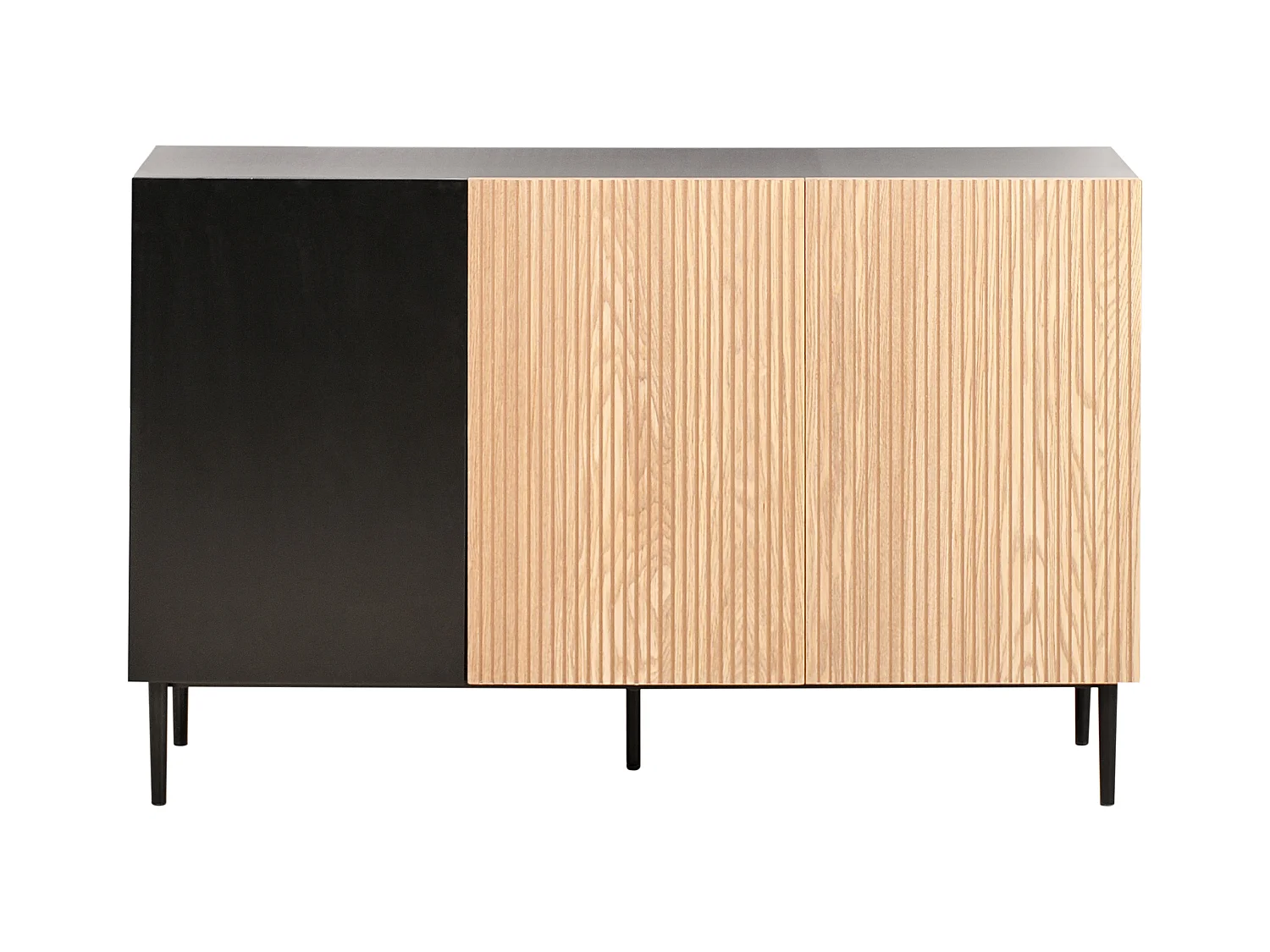 Sideboard mit 3 Türen BLYTHE Naturfarbene Esche Schwarz