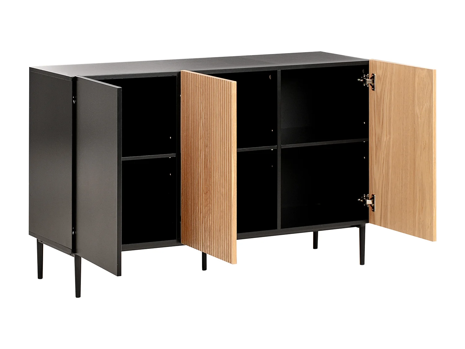 Commode 3 portes BLYTHE Frêne naturel Noir