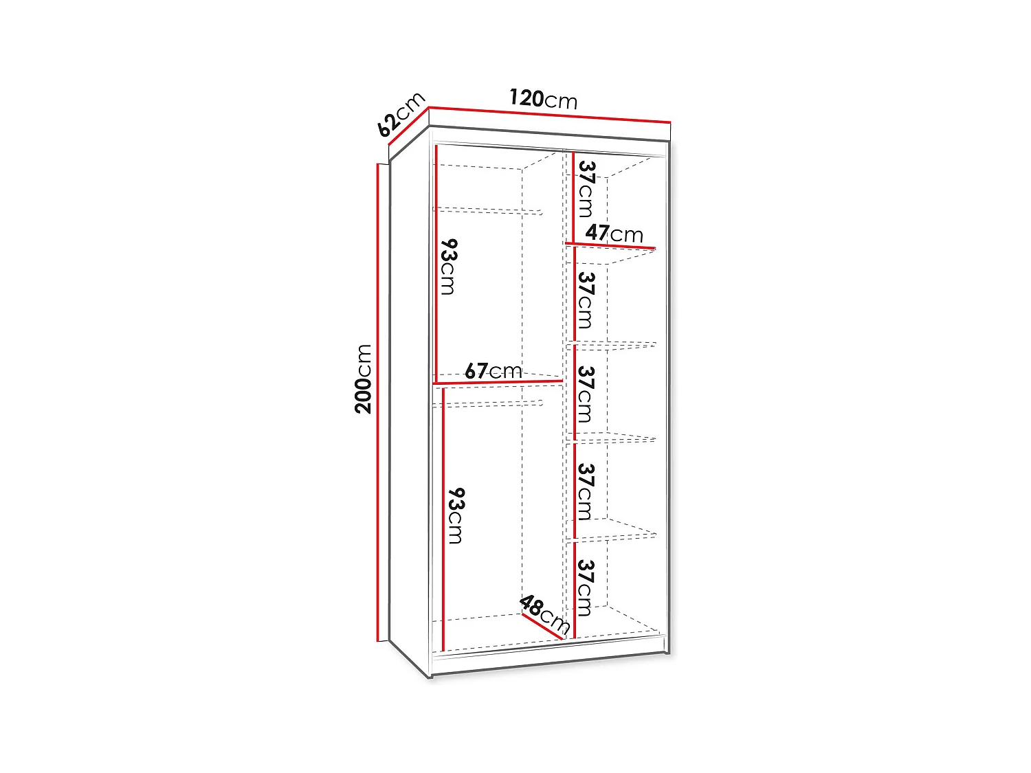 Roupeiro Hartford 504, Número de prateleiras: 5, 20x12x6cm