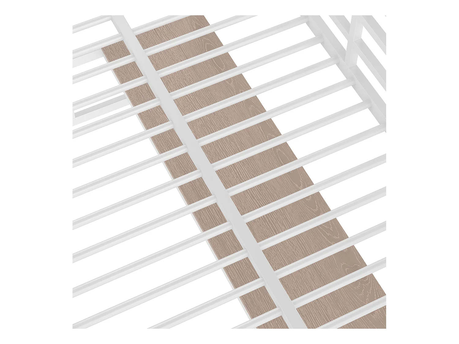 Lit mezzanine enfant 90x200 cm avec prise USB + LED, lit en métal blanc, sans matelas