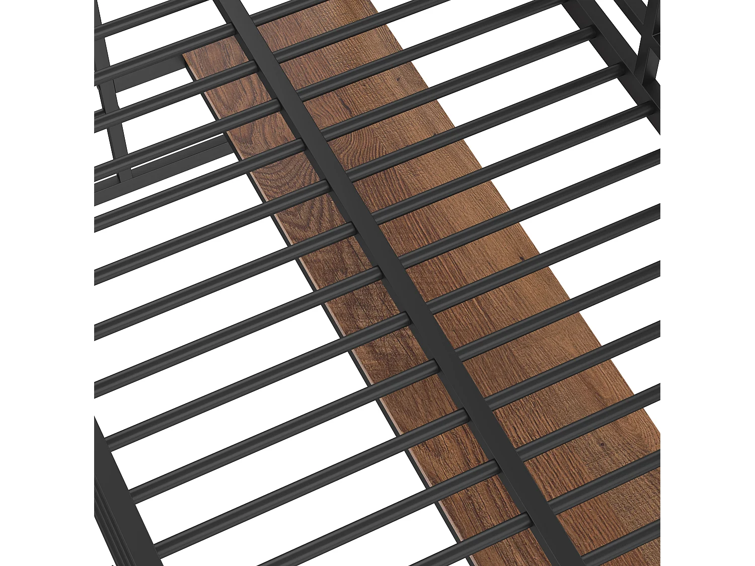 Lit mezzanine enfant 90x200 cm avec prise USB + LED, lit en métal noir, sans matelas