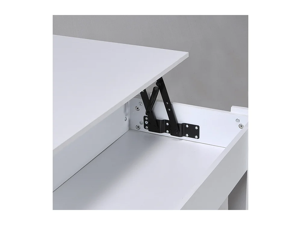 Table relevable 100x50cm Blanc avec étagère de rangement Table salon bureau UFUK