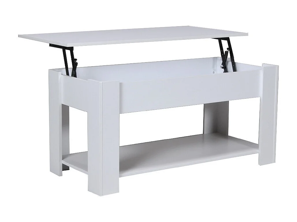 Table relevable 100x50cm Blanc avec étagère de rangement Table salon bureau UFUK