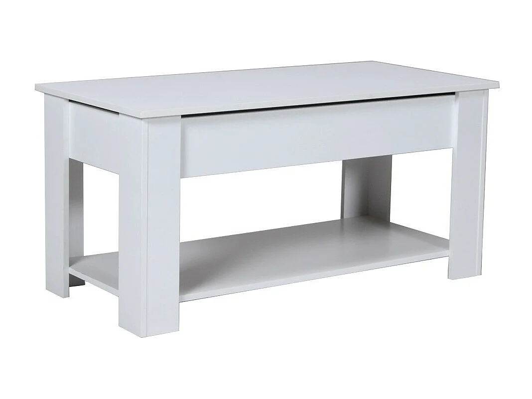 Table relevable 100x50cm Blanc avec étagère de rangement Table salon bureau UFUK