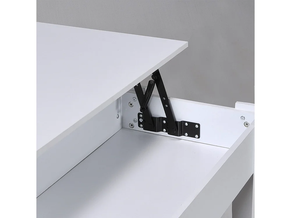 Table relevable 100x50cm Blanc avec étagère de rangement Table salon bureau UFUK