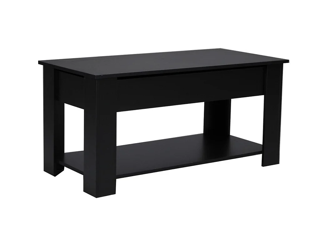 Table relevable 100x50cm Noir avec étagère de rangement Table salon bureau UFUK