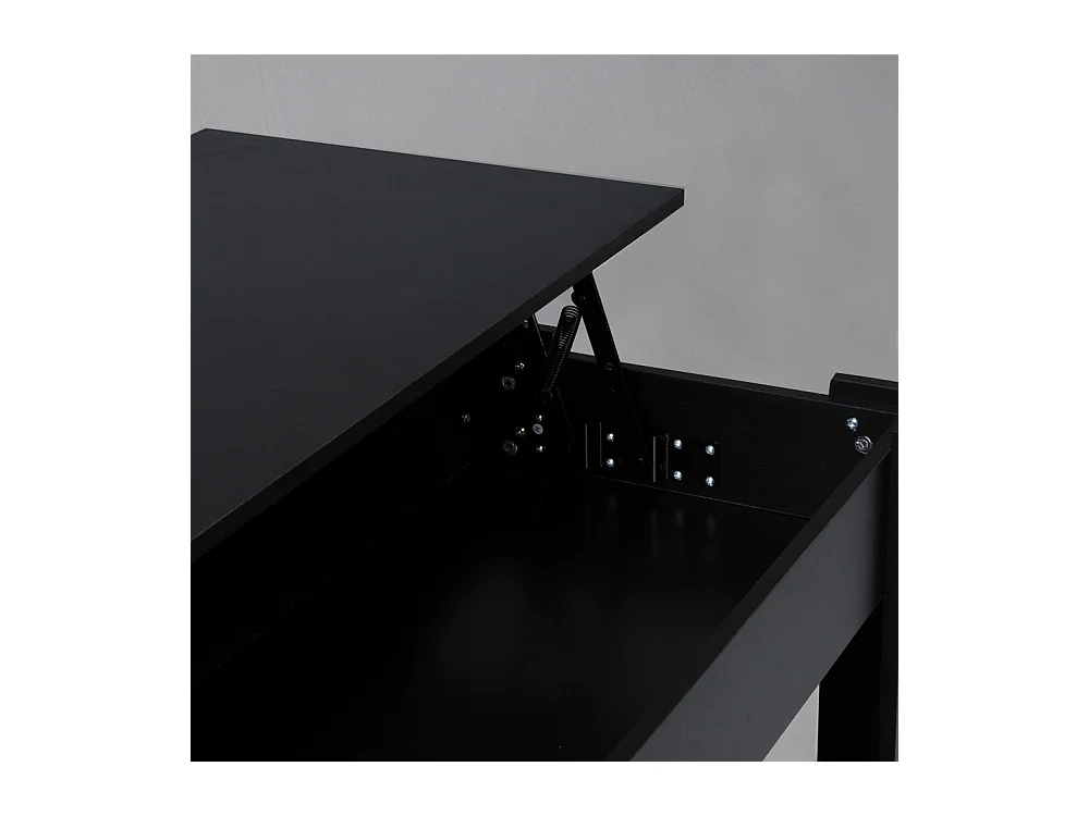 Table relevable 100x50cm Noir avec étagère de rangement Table salon bureau UFUK