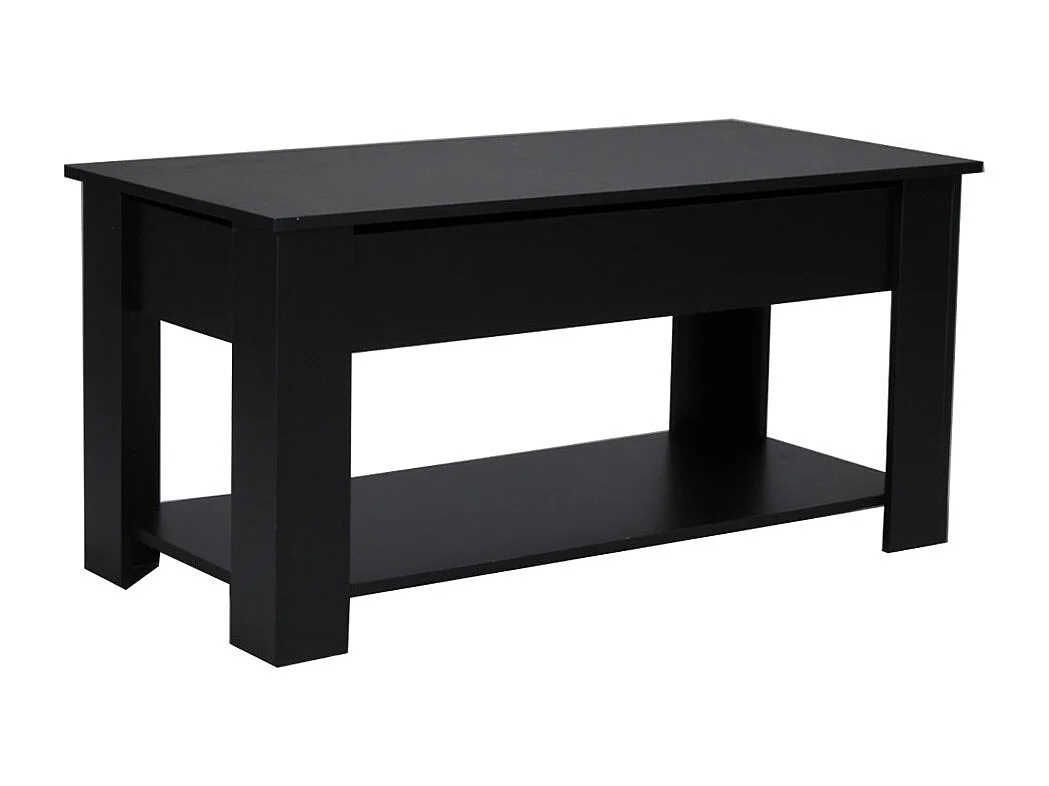 Table relevable 100x50cm Noir avec étagère de rangement Table salon bureau UFUK