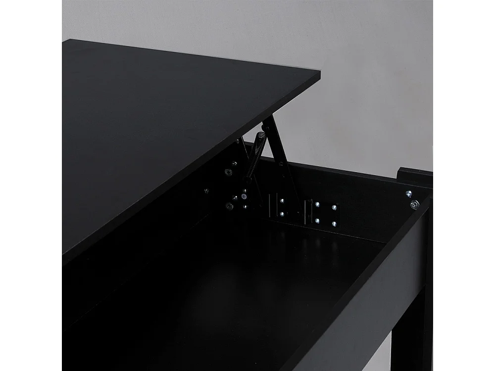 Table relevable 100x50cm Noir avec étagère de rangement Table salon bureau UFUK