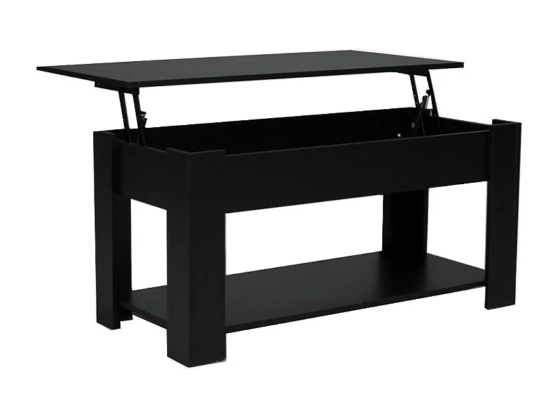Table relevable 100x50cm Noir avec étagère de rangement Table salon bureau UFUK