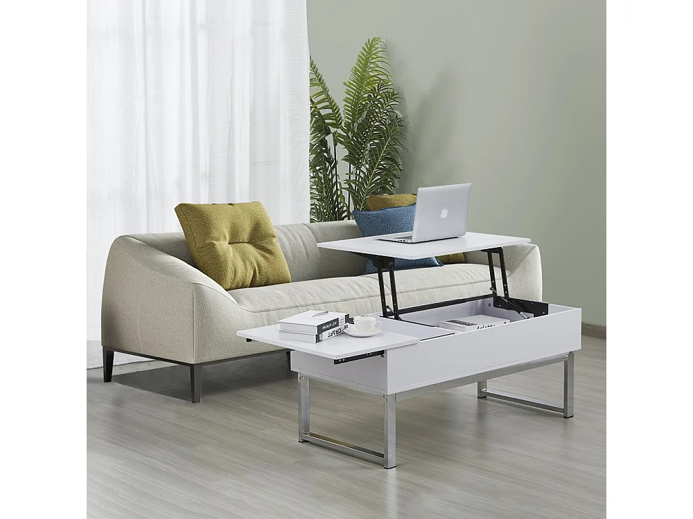 Table relevable 110x55cm Blanc Table salon bureau FLAU