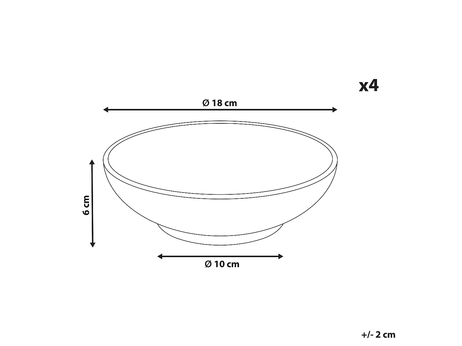 Set de 4 assiettes creuses SESAME Grès Gris clair