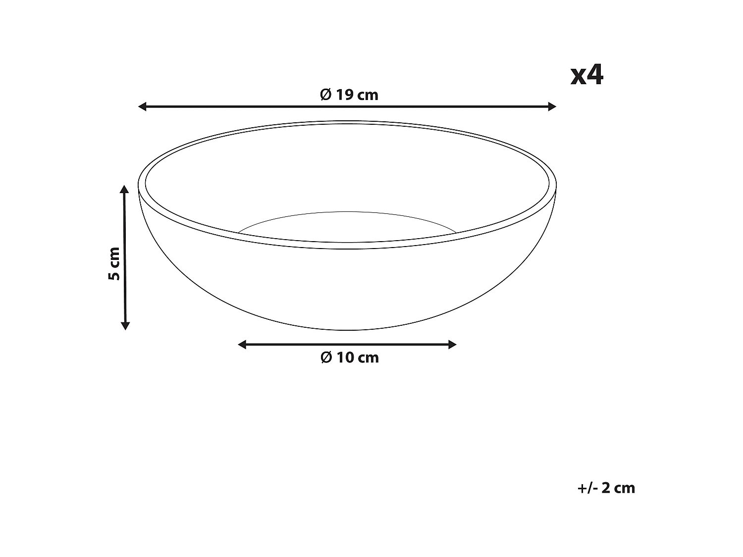 Set de 4 assiettes creuses COSTMARY Grès Gris