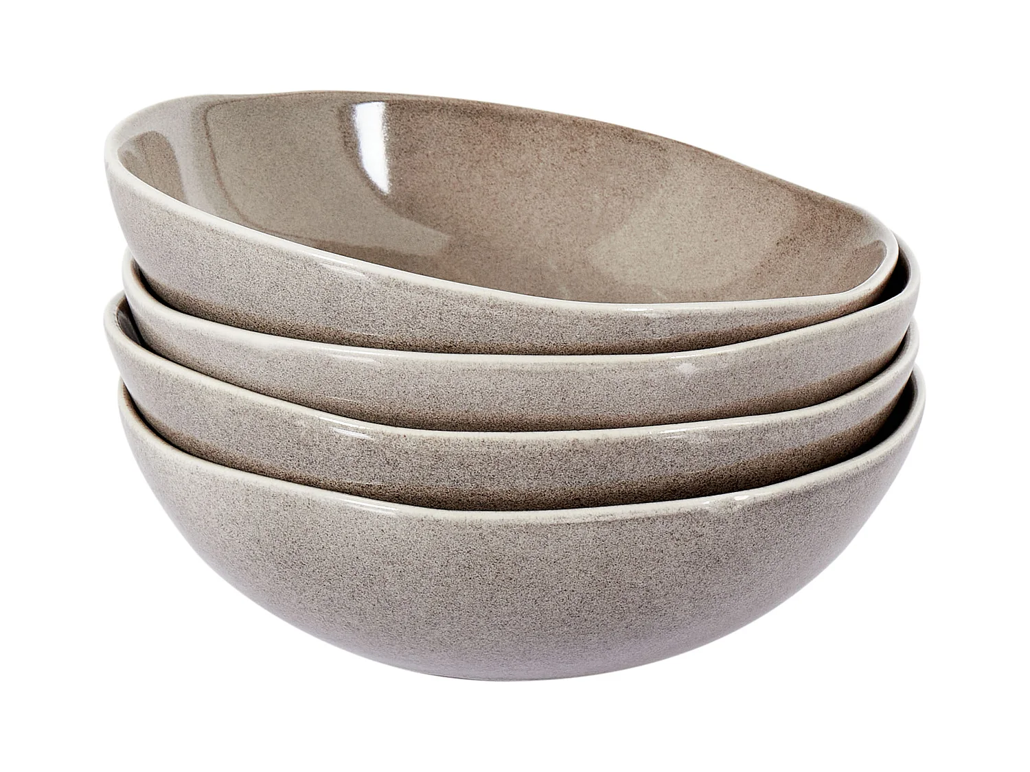 Set de 4 assiettes creuses COSTMARY Grès Gris