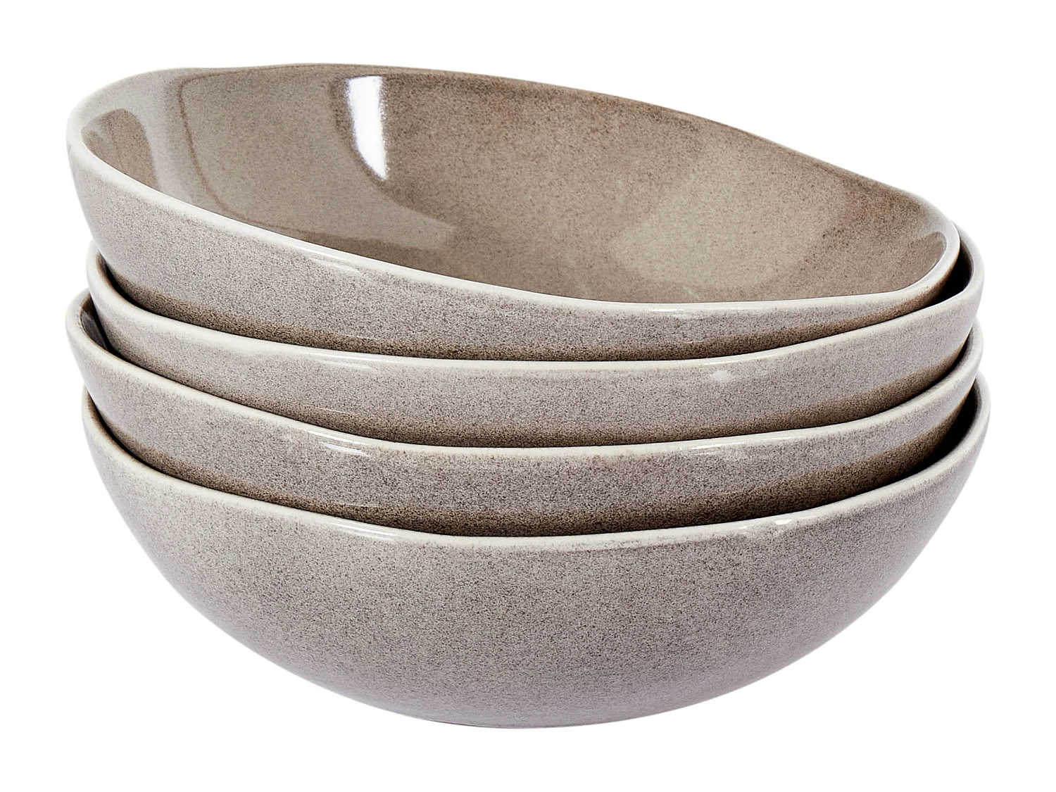 Set de 4 assiettes creuses COSTMARY Grès Gris