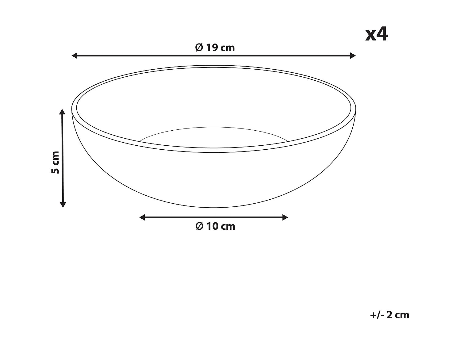 Set de 4 assiettes creuses COSTMARY Grès Gris
