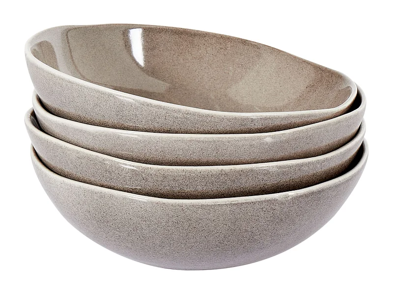 Set de 4 assiettes creuses COSTMARY Grès Gris