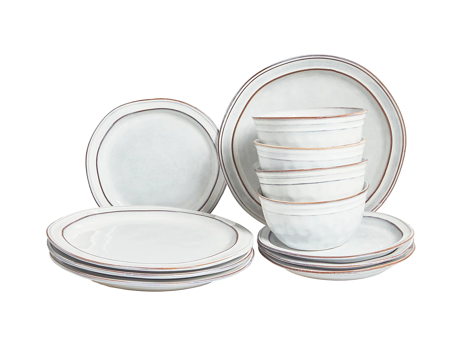 Set di 12 stoviglie CHIVES Gres porcellanato Grigio chiaro
