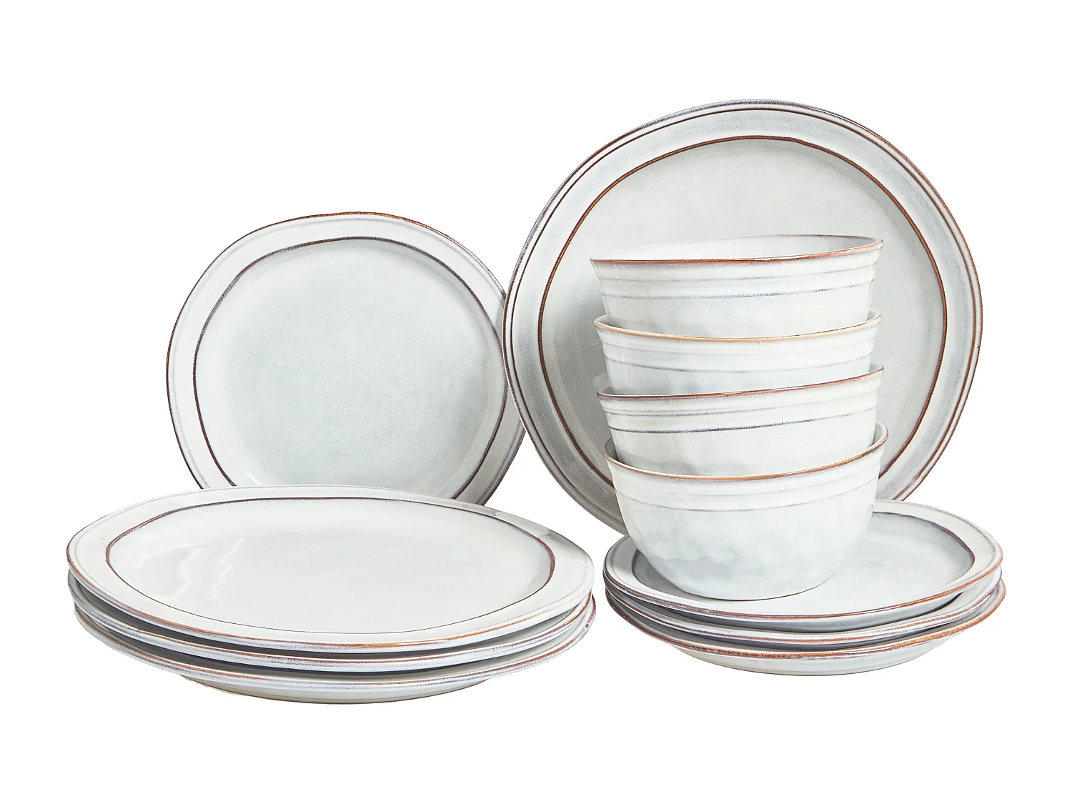 Set de 12 couverts de table CHIVES Grès Gris clair