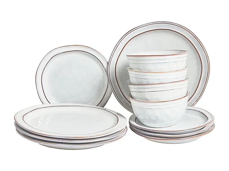 Set de 12 couverts de table CHIVES Grès Gris clair