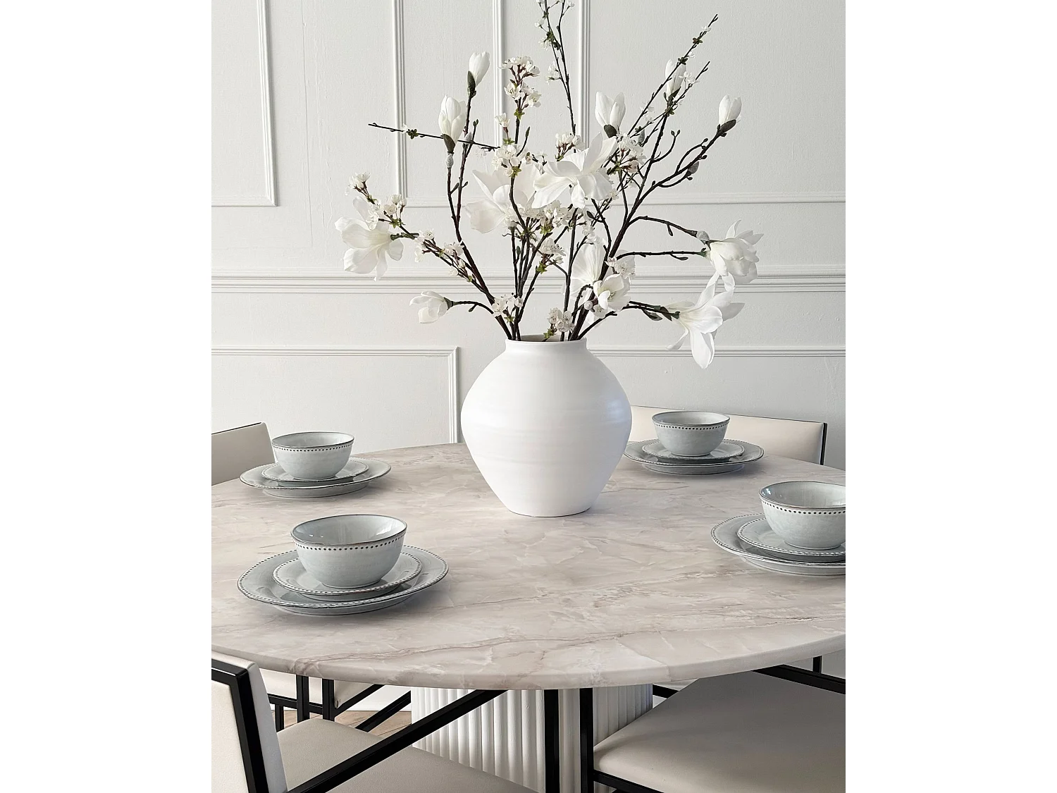 Set de 12 couverts de table CHERVIL Grès Bleu clair
