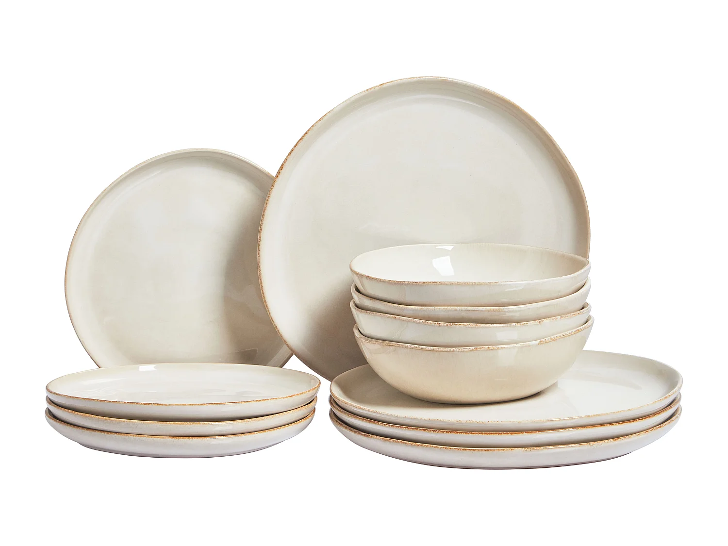 Set de 12 couverts de table HOPS Grès Beige clair