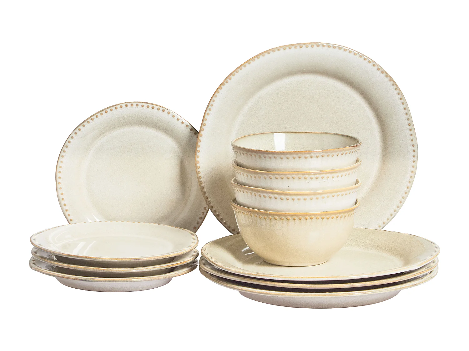 Set de 12 couverts de table CHERVIL Grès Beige clair