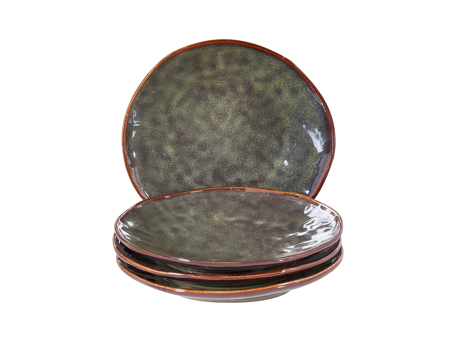 Set de 4 assiettes à dessert THYME Grès Vert foncé