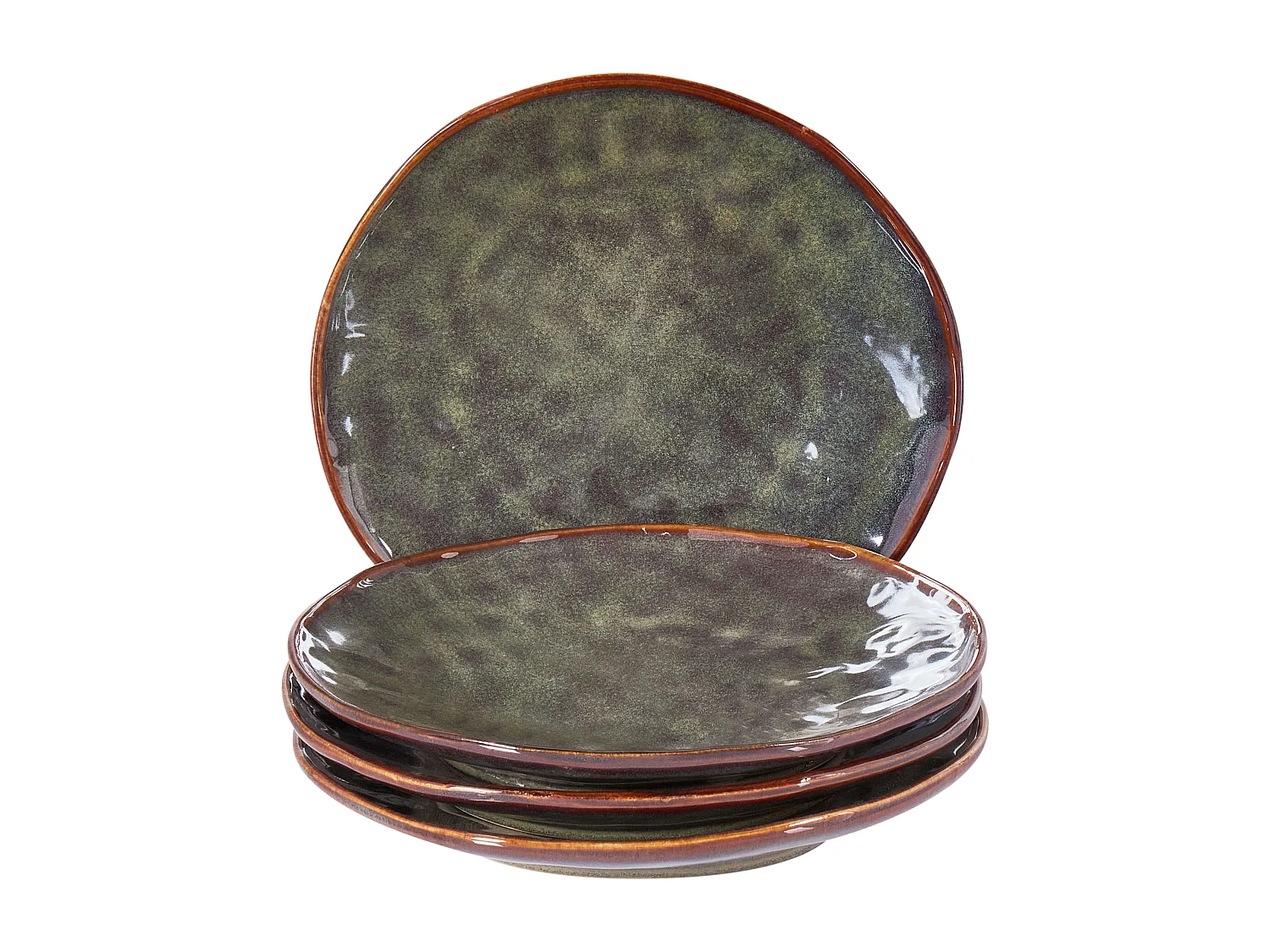 Set di 4 piatti da antipasto THYME Gres porcellanato Verde scuro