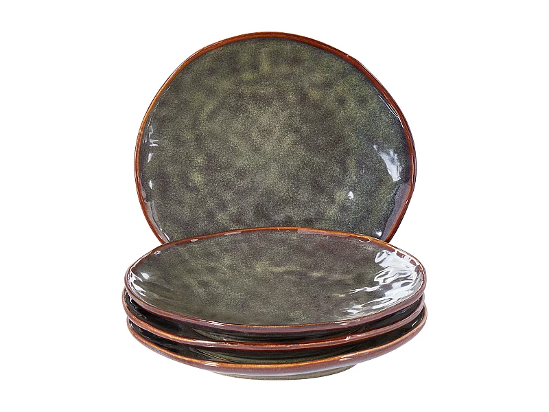 Dessertteller 4er Set THYME Steinzeug Dunkelgrün