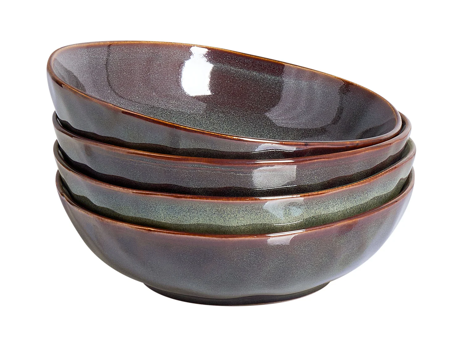 Set de 4 assiettes creuses THYME Grès Vert foncé