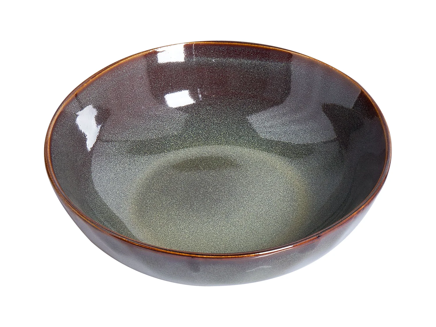 Set de 4 assiettes creuses THYME Grès Vert foncé