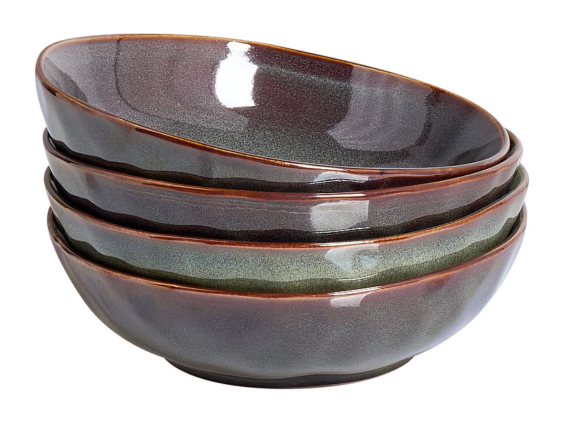 Suppenteller 4er Set THYME Steinzeug Dunkelgrün