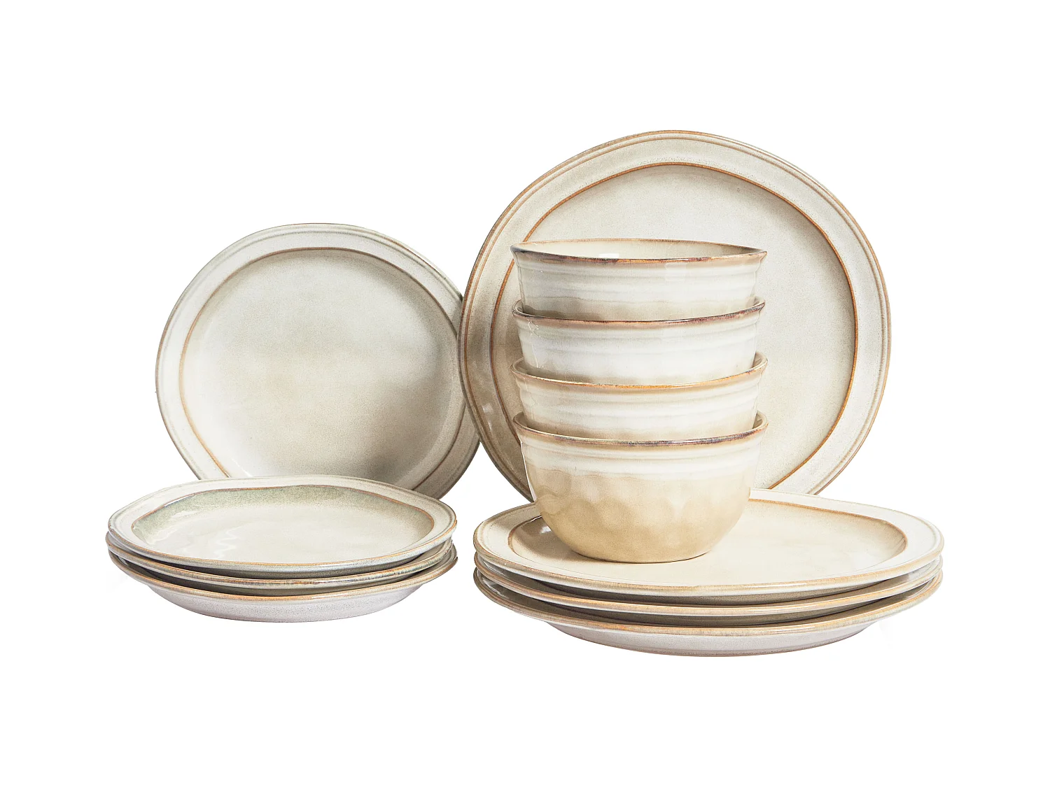 Set de 12 couverts de table CHIVES Grès Beige clair