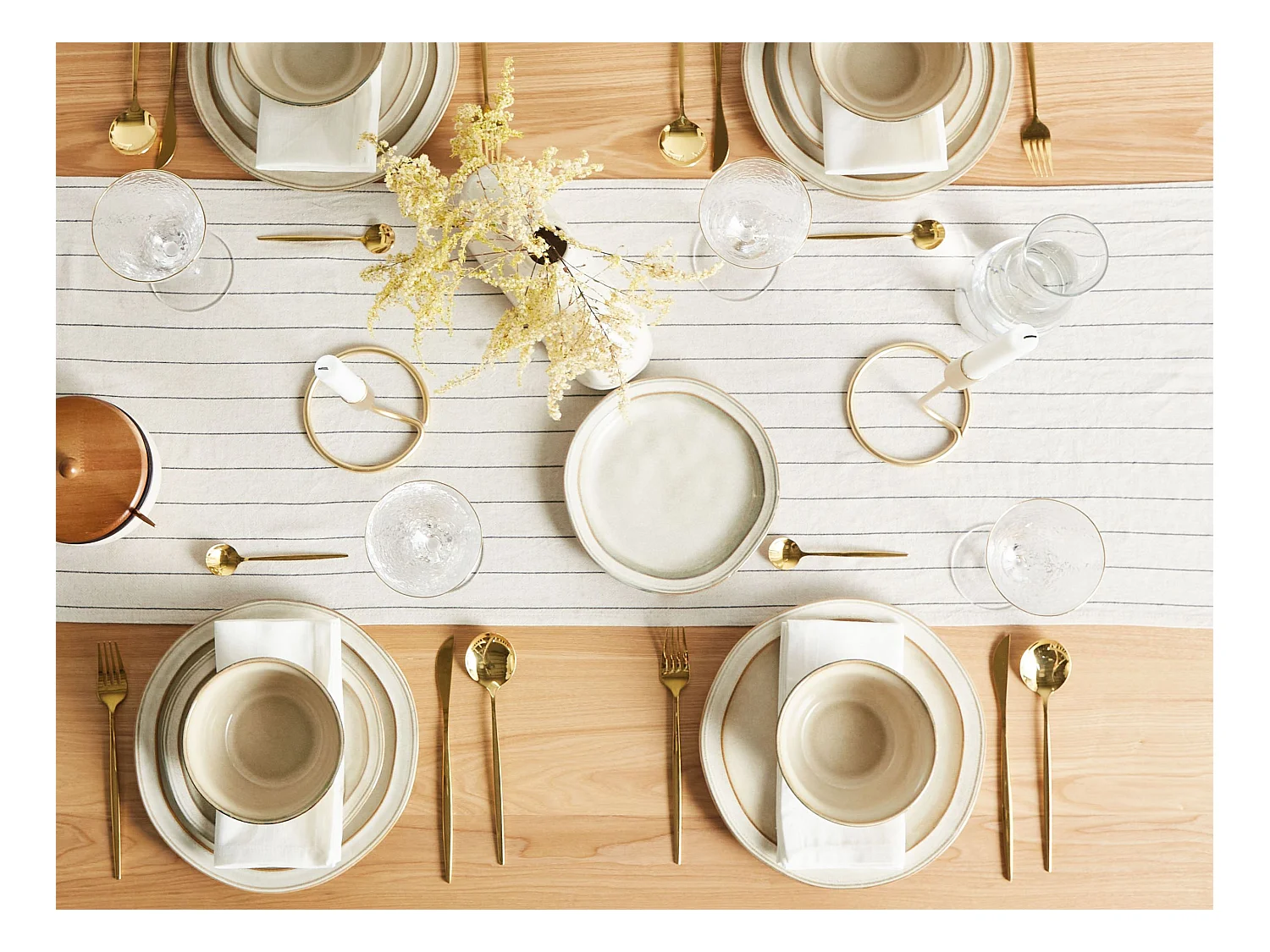 Set de 12 couverts de table CHIVES Grès Beige clair