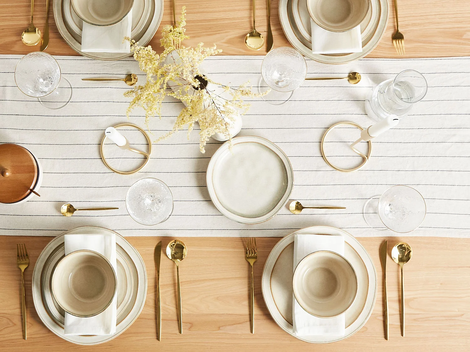 Set de 12 couverts de table CHIVES Grès Beige clair