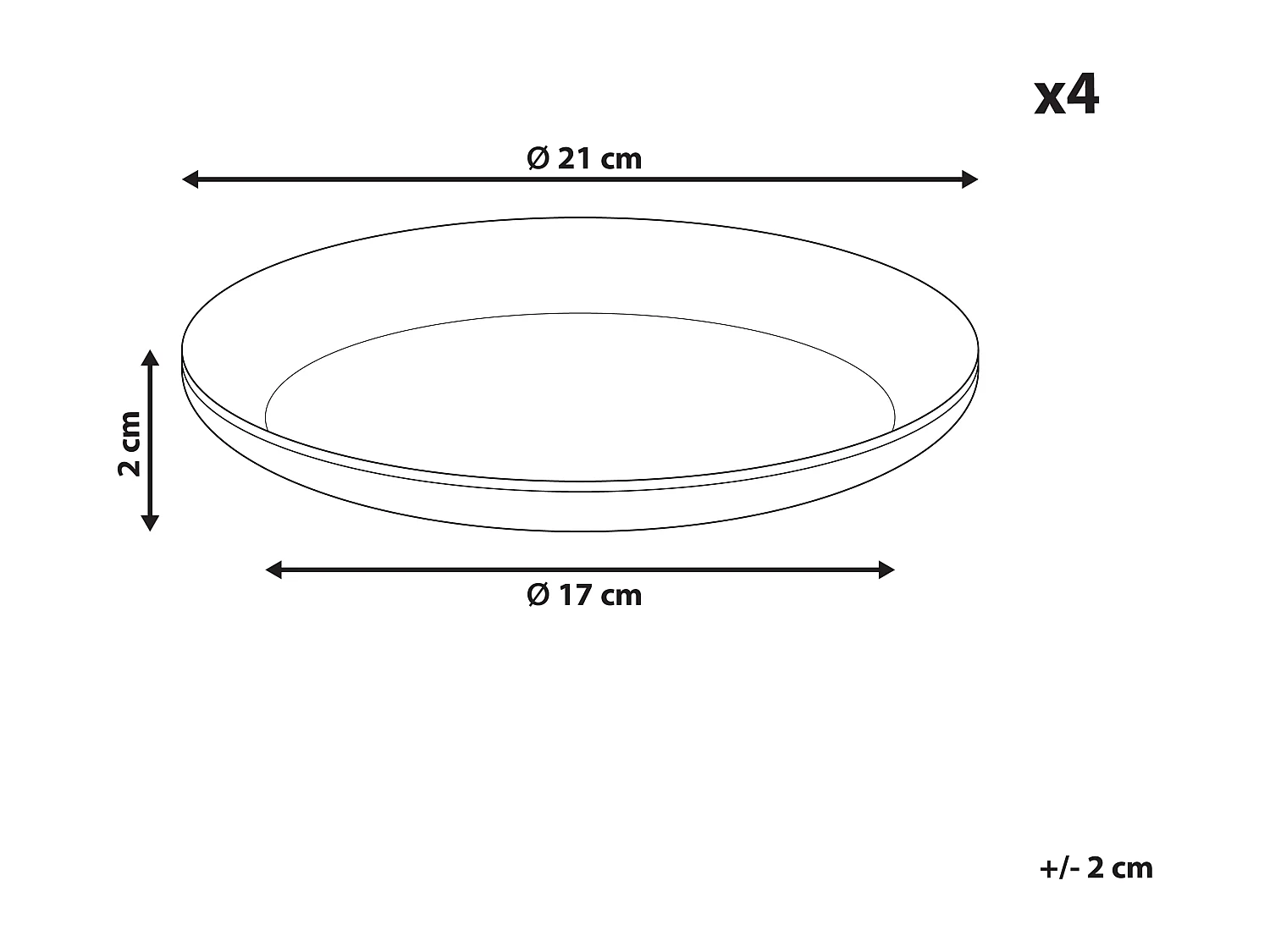 Set van 4 bijzetborden COSTMARY Steengoed Grijs