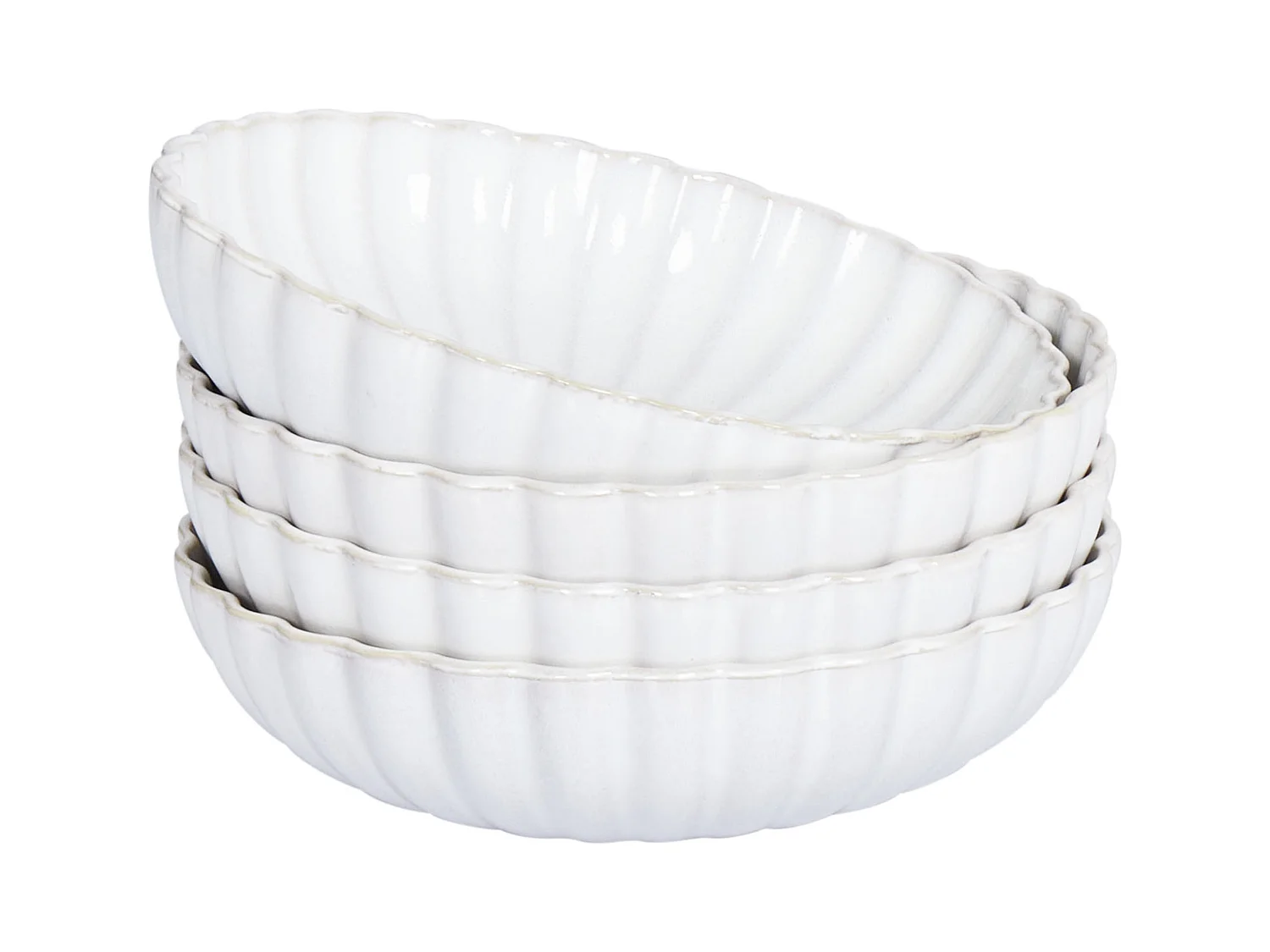 Set de 4 assiettes creuses NETTLE Grès Blanc cassé