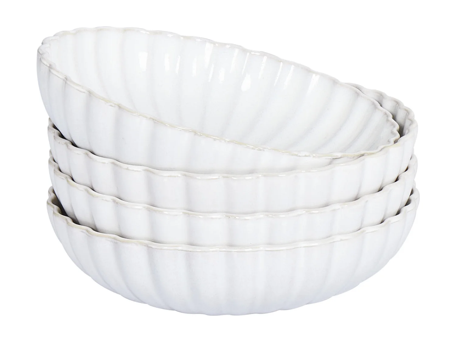 Set van 4 diepe borden NETTLE Steengoed Gebroken wit