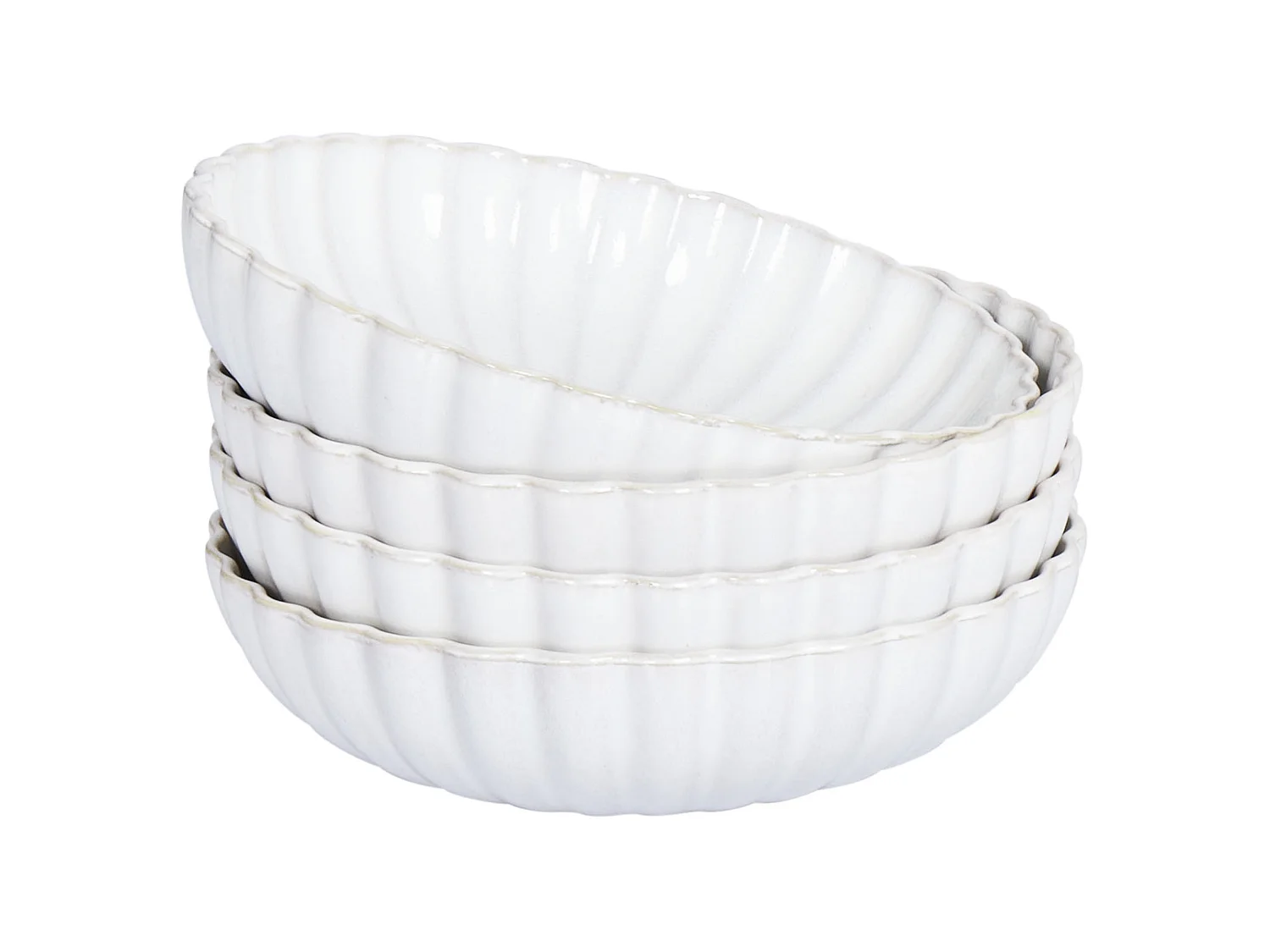 Set di 4 Piatti fondi NETTLE Gres porcellanato Bianco sporco